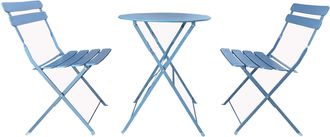 Mobili Rebecca Rebecca Mobili Set De Jard&iacute;n Juego Mesa Y Sillas De Exterior Acero Azul Claro Ahorro De Espacio