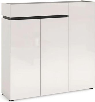 Levante Scarpiera 3 Ante 120x34x115 cm Bianca con Cassetto Soft-Close