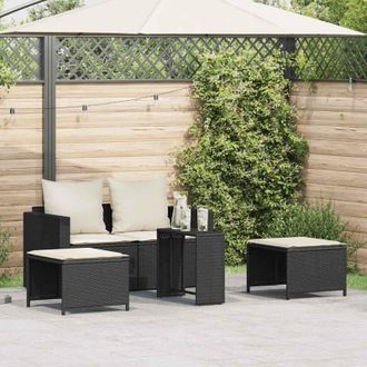 vidaXL Set De Muebles De Jard&iacute;n 5 Pzas Y Cojines Apilables Negro Vidaxl