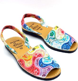 Avarcashop Avarcas Womens Leather Sandals Flat Menorquinas Colorful 35 36 37 38 39 40 41 42 Multicolour Size: 7 UK