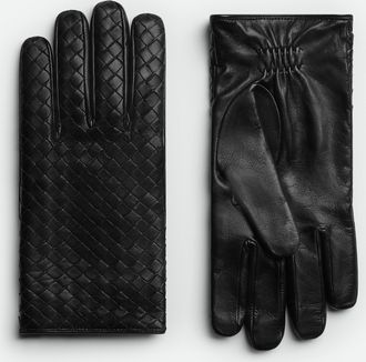Bottega Veneta Guanti In Pelle Con Motivo Intrecciato - Bottega Veneta