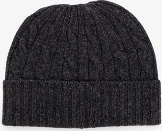 Polo Ralph Lauren Mens Wool Blend Cable Knit Beanie Hat Grey