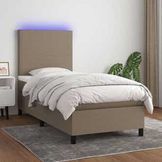 vidaXL Vidaxl - Cama Box Spring Colch&oacute;n Y Luces Led Gris Taupe 80x200 Cm