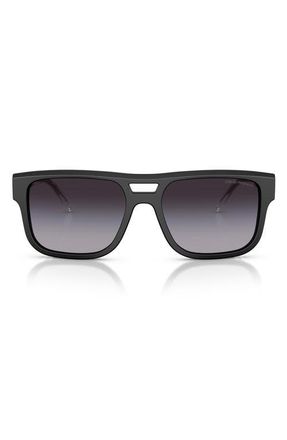 Emporio Armani 57mm Gradient Pillow Sunglasses in Matte Black /Grey Gradient at Nordstrom