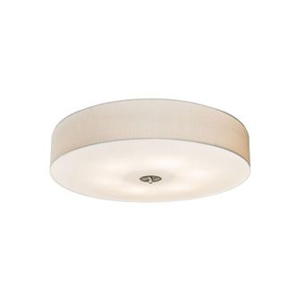 QAZQA Qazqa - Moderno Plaf&oacute;n R&uacute;stico Blanco 70 Cm - Drum Jute Vidrio /textil /acero Redonda Adecuado Para Led Max. 6 X 60 Watt