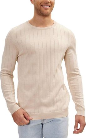 Ron Tomson Slip-Stitch Crew Neck Long Sleeve Sweater