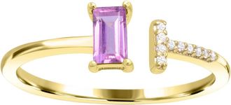 Diamond2Deal 10K Yellow Gold Pink Sapphire and Diamond Engagement Ring ( 0.40Ct)