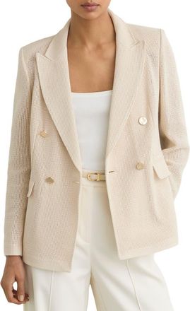 Reiss Fiore Open Stitch Cotton Blend Blazer in Cream at Nordstrom, Size 10 Us