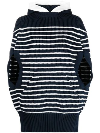 sacai Gestreepte hoodie - Blauw