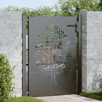 vidaXL Puerta De Jard&iacute;n Dise&ntilde;o Ondulado De Acero Negro 105x130 Cm Vidaxl
