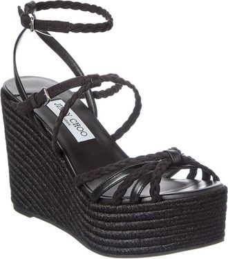 Jimmy Choo London Nyra 100 Raffia & Suede Sandal