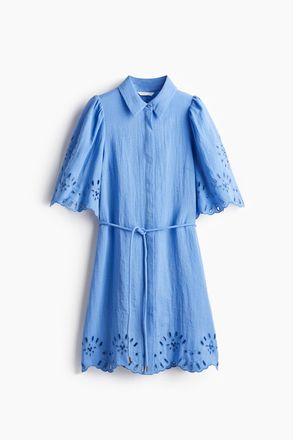 H&M Kleid mit Broderie Anglaise - Blau