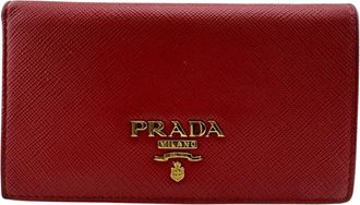 Prada Red Color Leather Wallet (Bi-Fold) (Pre-Owned)