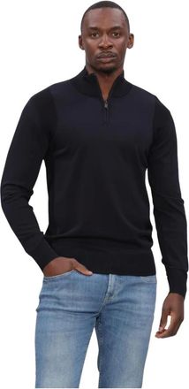 Genti Turtle Zip LS - Heren - Truien - Blauw - Maat: 2XL Viscose