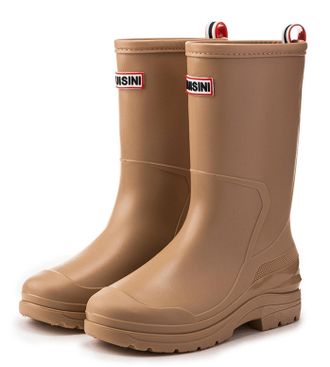 Pangolin Womens Waterproof Mid-Calf Wellies, Rubber Pull-On Wellington Boots with Slip-Resistant Lug Sole, Lightweight Easy-Clean Garden & Rain Boots Brown 6.5