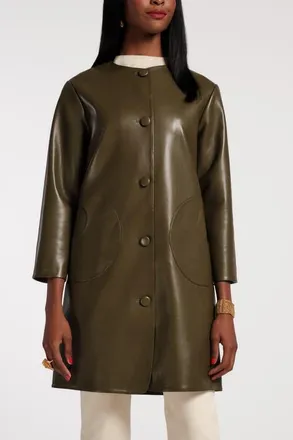 Frances Valentine Mod Jacket Faux Leather in Olive at Nordstrom, Size Large