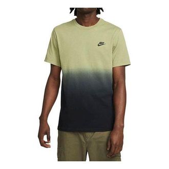 Nike Mens Nike Logo Printing Gradient Casual Sports Short Sleeve Wild Green T-Shirt DR7824-334