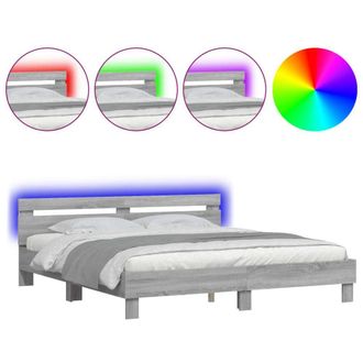 Berkfield Home Bed Frame with LED without Mattress Grey Sonoma 160x200 cm