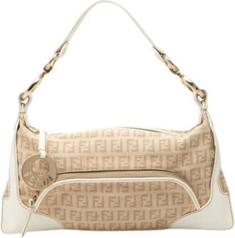 Fendi Pre-owned Chef Schoudertas - Dames - Vintage Schoudertas - Beige - ONE Size - Leer - Vintage
