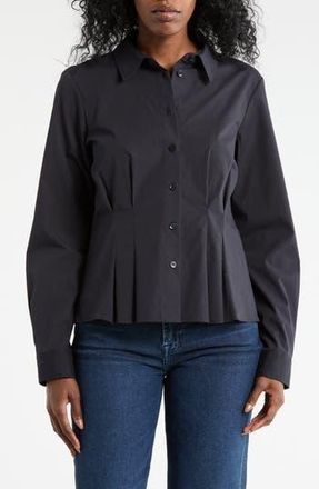 DKNY Long Sleeve Cotton Poplin Button-Up Shirt in Navy at Nordstrom Rack, Size X-Large