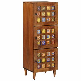 vidaXL Aparador Alto Nogal 40 X 33 X 110 Cm Madera De Mango Maciza Vidaxl