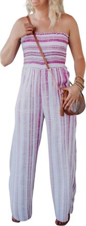 Gilli Stripes Strapless Jumpsuit In Fuchsia