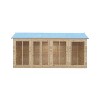 Shires Mayfield 16 x 6 Summerhouse - Wood - L179 x W476 x H240.9 cm in Light Brown