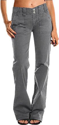 Generic Bellbottoms Jeans for Women Wide Leg Jeans for Women Flare High Waisted Straight Leg Jean Dark Grey