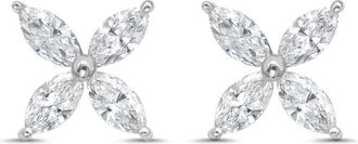 Diana M. Jewels 14kt White Gold 0.75 cts Lab Grown Marquise Diamond Flower Stud Earrings