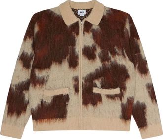 Obey Truien & Vesten, Heren, Veelkleurig, L, Wol, Trui met Koeienprint en Rits