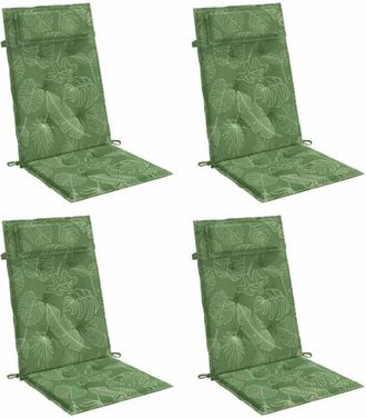 vidaXL Vidaxl - Cojines Silla Respaldo Alto 4 Uds Tela Oxford Estampado Hojas