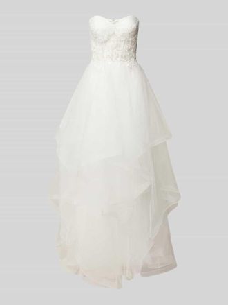Unique Brautkleid in Bandeau-Form in Offwhite, Größe 34