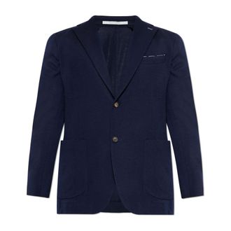 Eleventy Blazers, male, Blue, Size: 2XL Wool Blazer with Notch Lapels