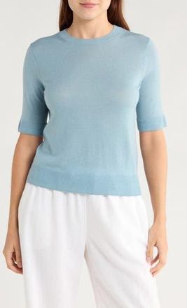 Vince Short Sleeve Wool Blend Sweater in Topaz at Nordstrom Rack, Size X-Large