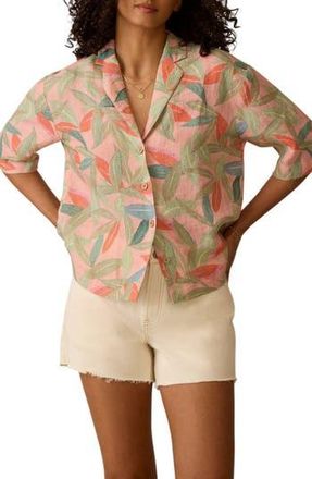 Faherty Kanoa Linen Camp Shirt in Watercolor Palms at Nordstrom Rack, Size Xx-Small