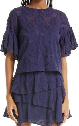 Ted Baker Brionni Flutter Sleeve Top in Dark Navy at Nordstrom Rack, Size 0