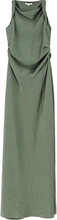 Vince Twist Shoulder Cowlneck Jurk - Dames - Avondkleed - Groen - 2XS - Polyester - Kleedjes