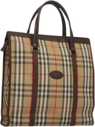 Burberry Pre-owned Tote Bags, female, Beige, Size: ONE SIZE Pre-owned Canvas Tote Bag