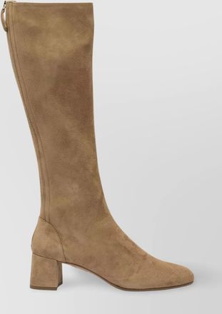 Aquazzura almond toe suede knee-high block heel boots
