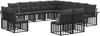 vidaXL Conjunto De Sof&aacute;s De Exterior 13 Uds. Negro Y Gris Oscuro Vidaxl