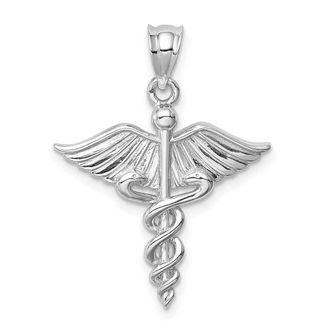 Diamond2Deal 14K White Polished 3-D Medical Pendant