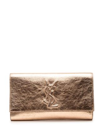 Saint Laurent 2000-2012 Large Metallic Calfskin Monogram Belle De Jour clutch bag - Gold