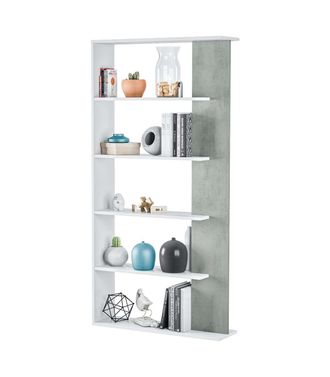 F.R.S. Estanter&iacute;a Alta Cairo En Blanco Artik Y Cemento, 180cm(alto) 90cm(ancho) 25cm(fondo)