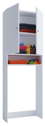 ebuy24 Vcm Gabinete De Lavadora Pr&aacute;ctico Gabinete De Superestructura Con Mucho Espacio De Almacenamiento Dimensiones: 64 X Al. 182 X T. 27 Cm Estante De Lava