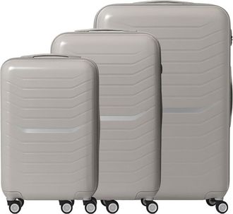 Relaxdays Relaxdays Set De 3 Maletas, 4 Ruedas, Carcasa R&iacute;gida, 3 Tama&ntilde;os, Asa Telesc&oacute;pica, Cierre Tsa, Beige
