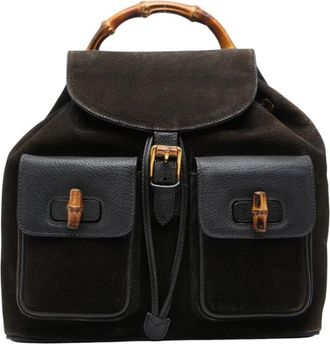 Gucci Black Suede Leather Backpack (Pre-Owned)