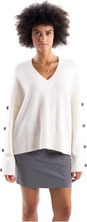 Akep Maglia Andrea Scollo a V - - Knitwear - Donna - Bianco - XS