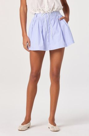 ASTR the Label Barbara Pinstripe Cotton Miniskirt with Shorts Liner in Blue Stripe at Nordstrom, Size Large