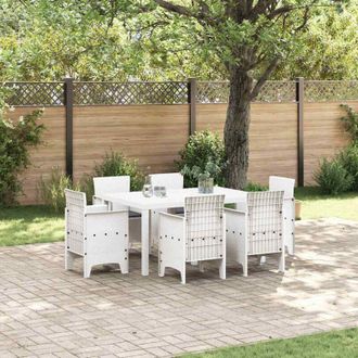 vidaXL Conjunto De Comedor De Jard&iacute;n 7 Pcs Blanco Ratan Polt Vidaxl