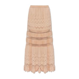 AllSaints Maxi Skirts, female, Pink, Size: 2XS Camille Embroidered Tiered Maxi Skirt